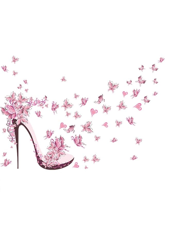 Polyvinyl Chloride High Heels Shoes erfly Wall Sticker Pink 45x60centimeter