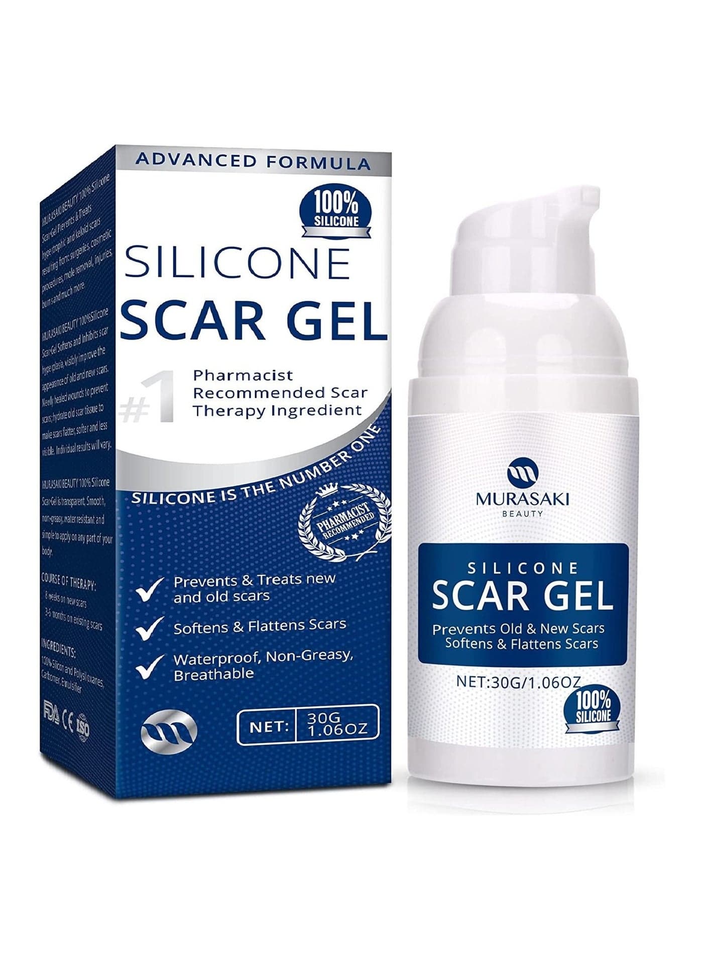 Silicone Scar Gel 30g Scar Cream,Scar Removal,Scar Treatment, Scar Removal Cream for C-Section, Stretch Marks, Acne, Surgery, Effective for Both Old and New Scars