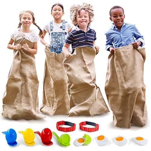 Shop Square Outdoor Field Day Games Potato Sack Race Bags for Kids and Adults Egg and Spoon Race 3 Legged Race Bands with Storage Bag