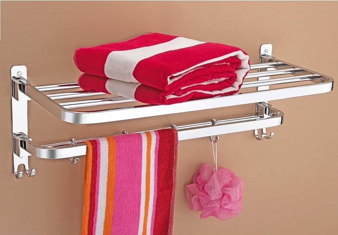 Arena Bathroom Towel Hanger for Wall Mounted Towel Rod for Bathroom Accessories Set for Home Offices Stainless Steel Clothes Holder Chrome Finish Heavy Duty Pack of 1 Towel Rack
