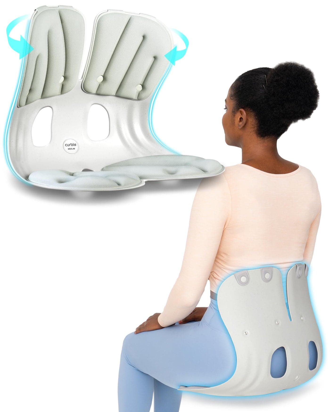 curble GrandExtra Wide Sturdy Ergonomic Back and Lumbar Support for Good Posture Correction and Back Pain Relief Perfect for Office Floor Seat and Work from Home Patented Grey