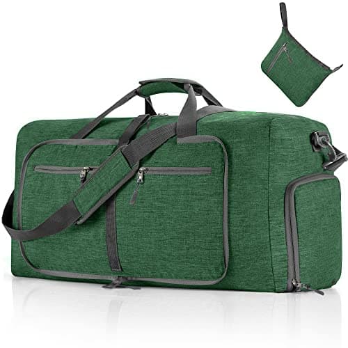 Travel Duffle Bag for Men 85L Foldable Travel Duffel Bag with Shoes Compartment Overnight Bag for Men WomenDeep Green