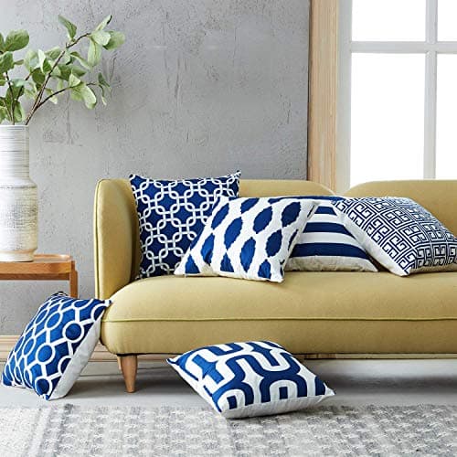 Modern Homes Plush Cotton Cushion Covers/Decorative Throw Pillow Covers (Navy Blue, 18x18 inch) - Set of 6