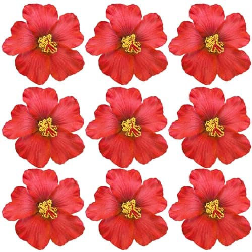 Arvintas 20PCS Red Hawaiian Faux Flowers Hibiscus Flowers Hawaii Party Summer Party DIY Foam Hibiscus Flower for Tabletop Decoration Favors Supplies No Clip
