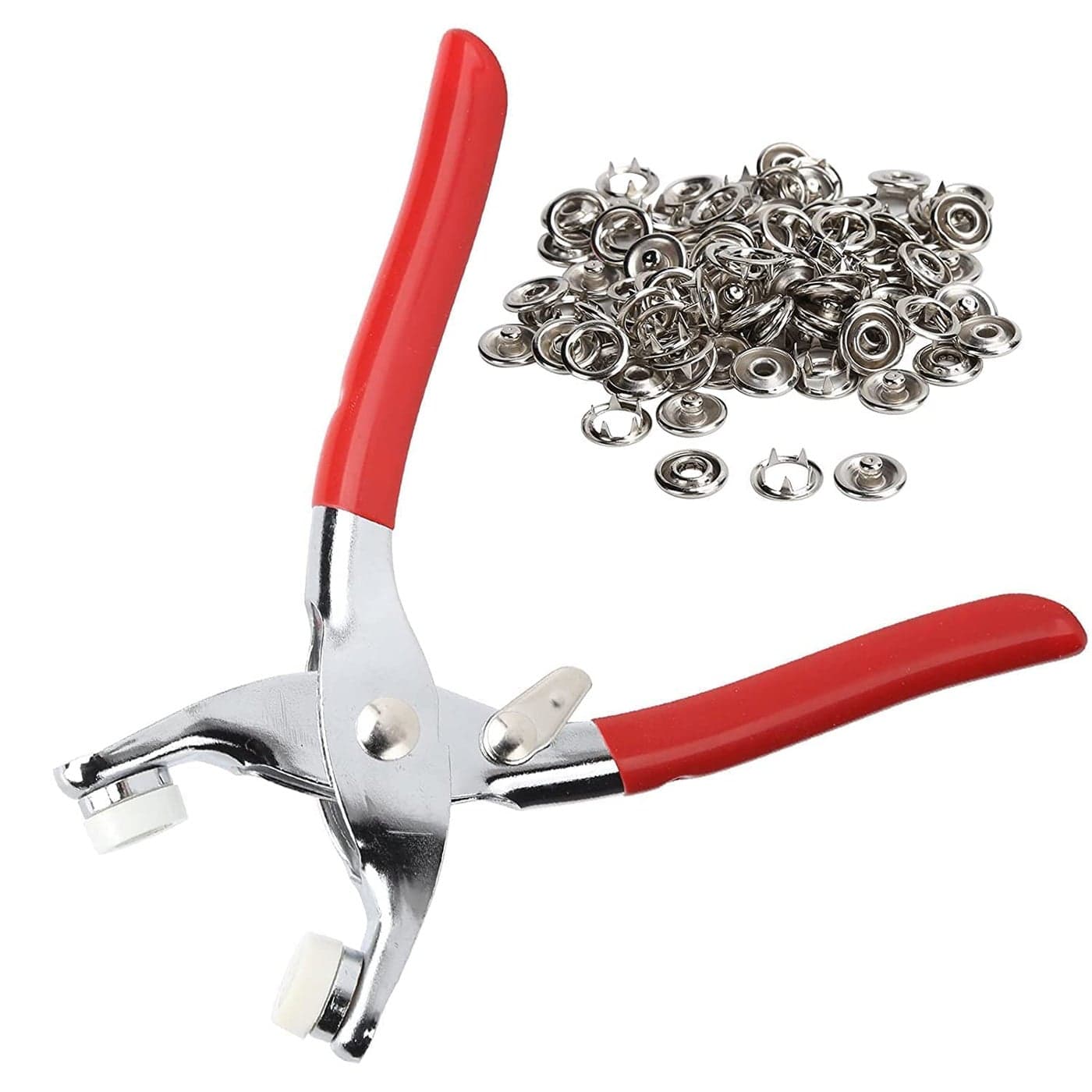 AARKRI SALES Grommet Tool Kit Leather Hole Punch Pliers Grommets Kit with 100pcs Metal Eyelets in Silver for Bags Shoes Leather Belts Clothes Sewing Crafting Steel Thickened Snap Fasteners Kit
