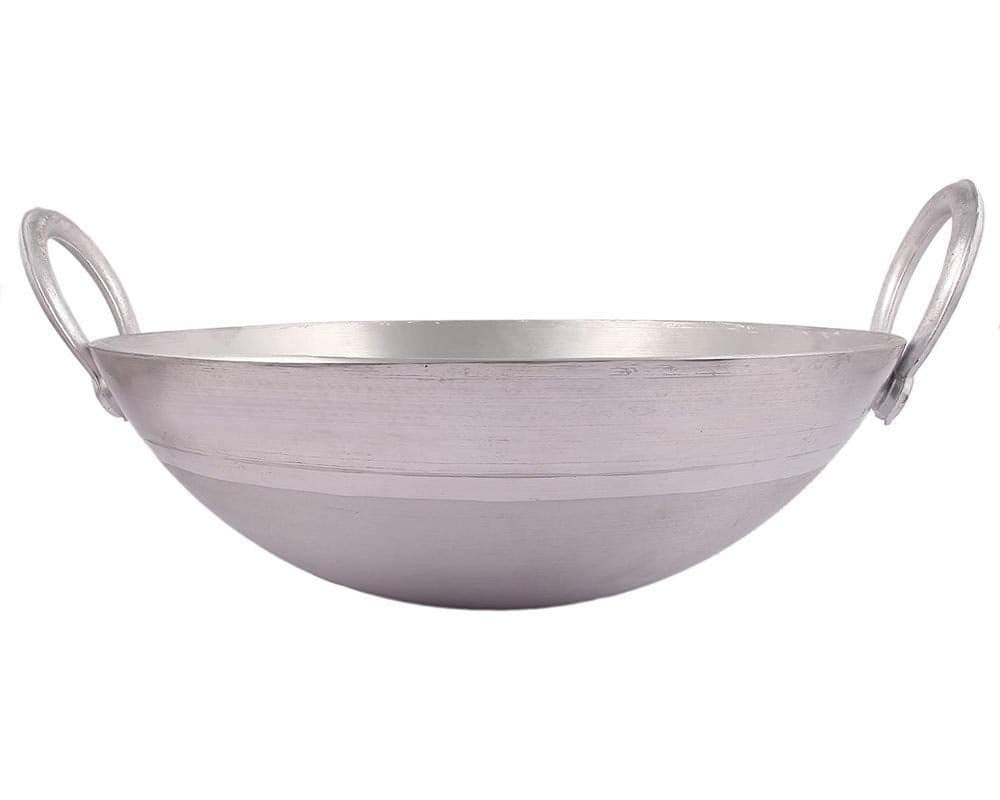 Super HK Silver Coloured Aluminium Kadai (1, 12 Inch)