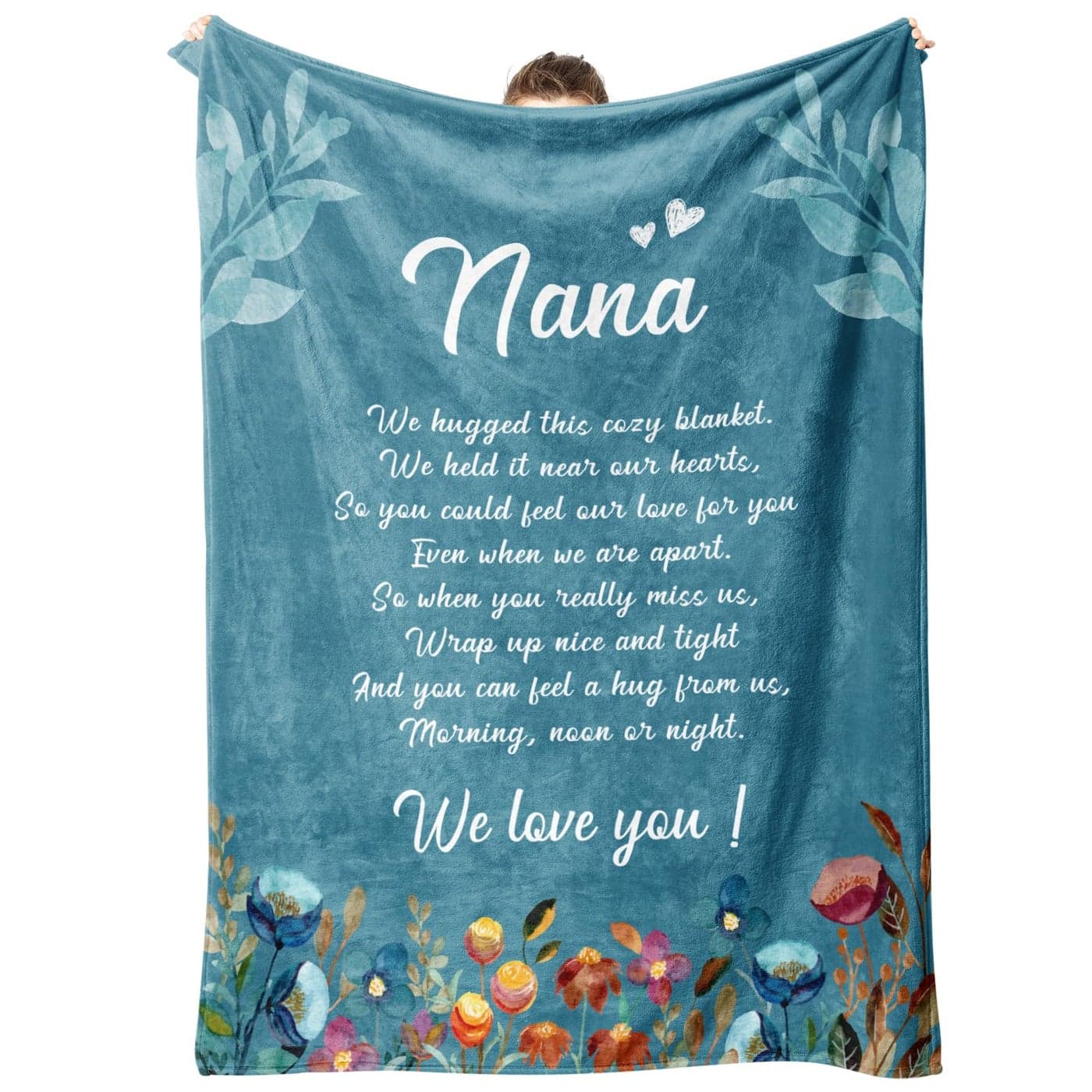 Afterprints Nana Blanket with Flowers Letter Print Nana Gifts for Birthday Grandparents Day Gifts for Nana from Grandkids Soft Throw Blankets 50 x 60