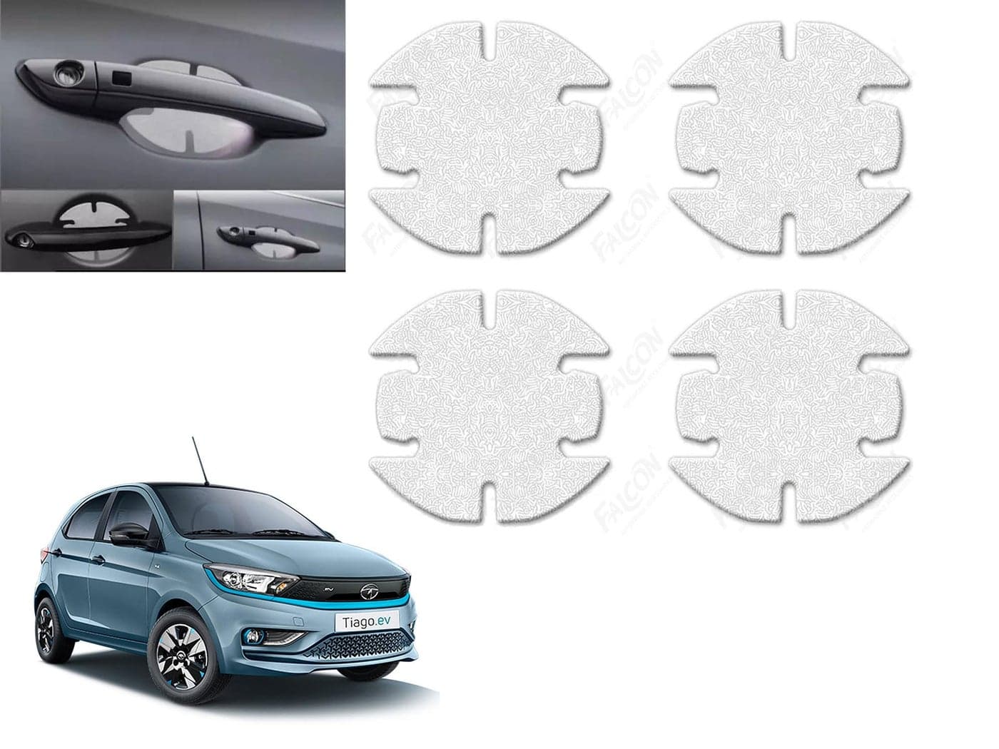 Auto Pearl Car Door Transparent Handle Guard Scratch Protection Sticker PU Finger Guard Paint Protection Compatible with Tiago EV 2022 Model (Pack of 4)