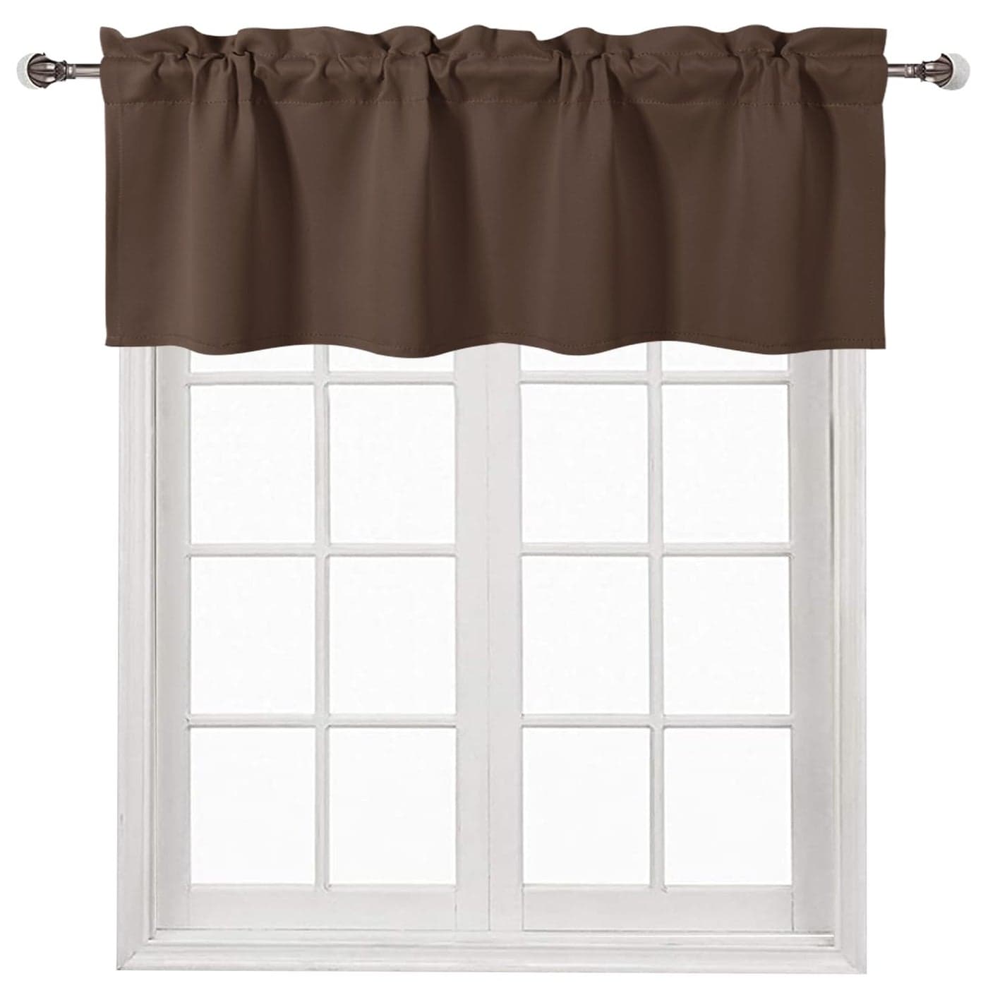 DWCN Blackout Valance for Windows Rod Pocket Window Valance Curtains 52 x 18 inch Long for Bedroom Living Room 1 Brown Panel