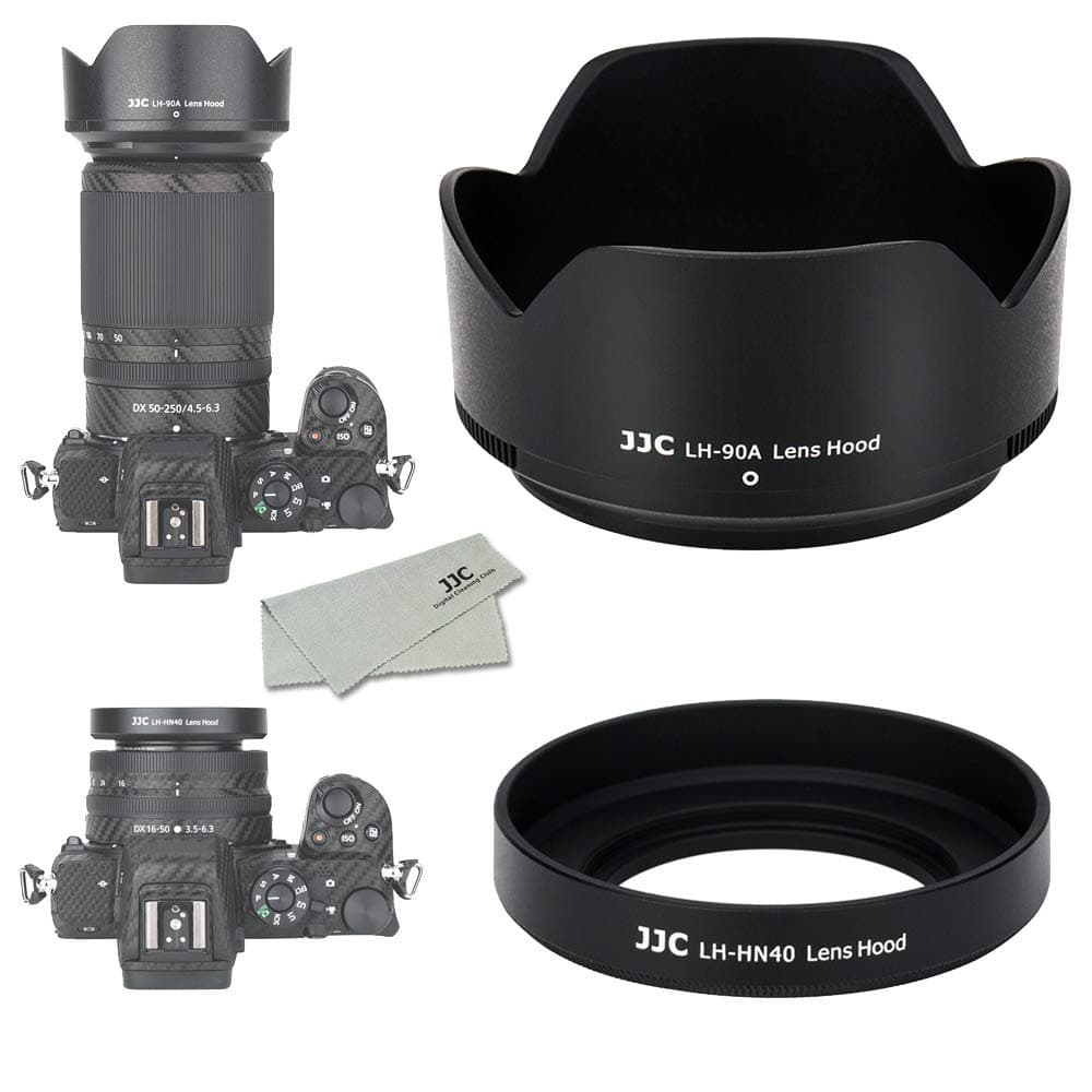(1+1) Screw on + Bayonet Lens Hood Shade for Nikon Z30 Z50 Z fc Dual Lens Kit (Nikkor Z DX 16-50mm & 50-250mm) Replaces HN-40 and HB-90A Lens Hood