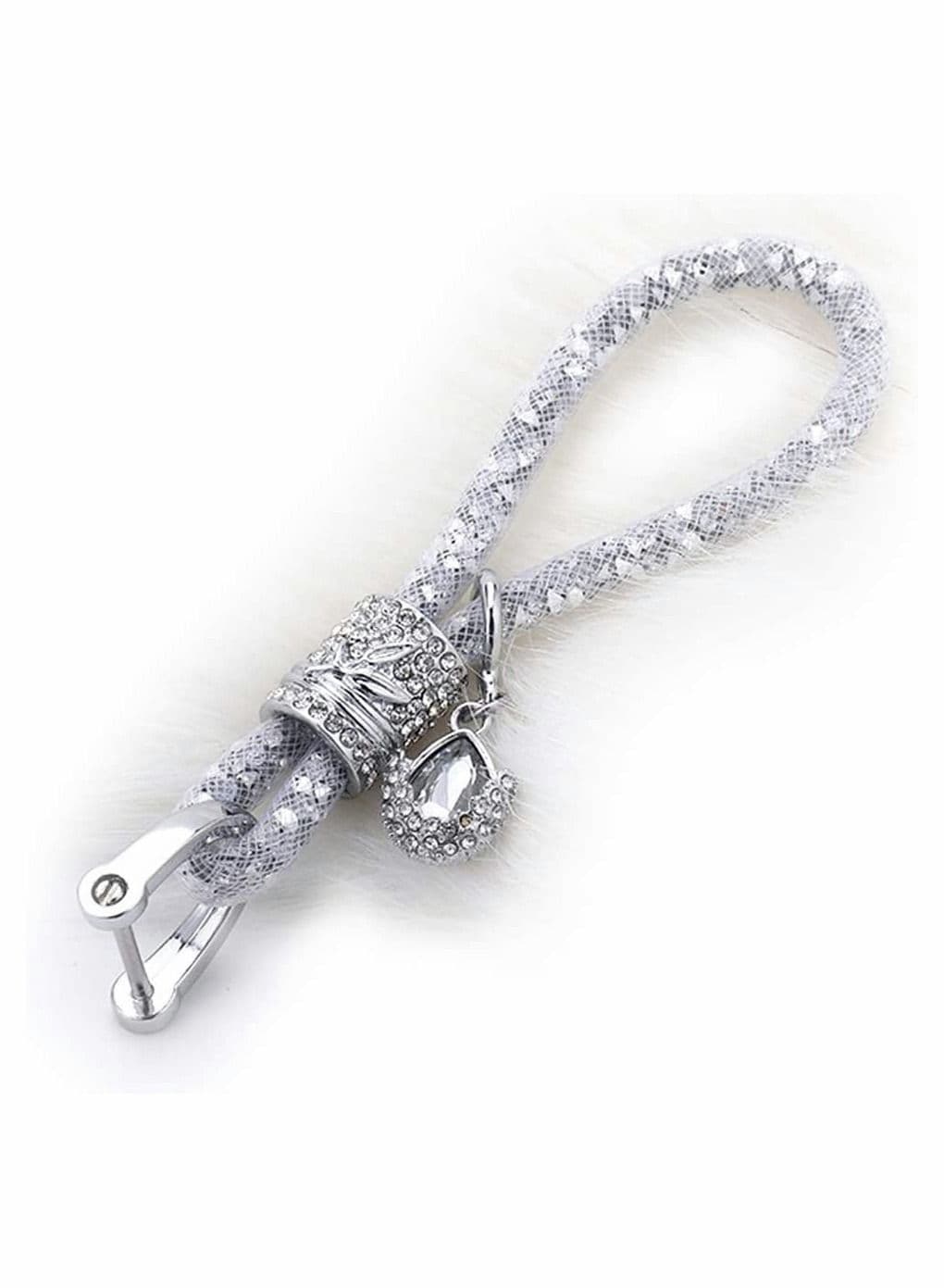 Crystal Car Key Chains for Ladies Women Fob Chain Ring Strap Fit BMW Honda Audi Lexus Ford VW Mercedes Benz Nissan Cadillac Maserati Volvo Toyota ect Silver