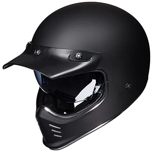 ILM Vintage Full Face Motorcycle Helmets for Adults Men Inner Visor Compatible for Moped ATV Cruiser Scooter DOT ECE Model Z502Matte Black XL