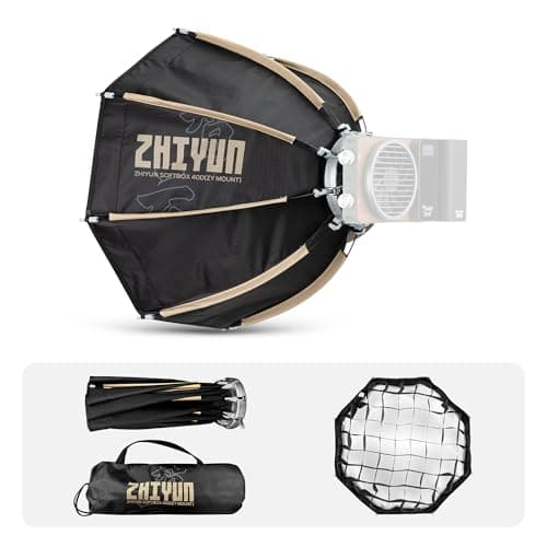 ZHIYUN 1417inch 40D MINI Octagonal Softbox ZY Mount Official Quick Folding Quick Set Up with DiffusersHoneycomb Grid Compatible with X100 X60 Serise CX100 G60 CX50 Video Recording Portraits