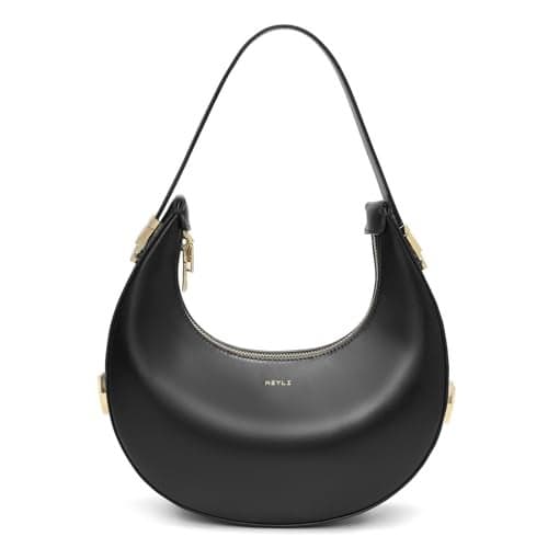 Keyli Shoulder Bag for Women Waterproof Leather Clutches Purses Trendy Casual Tote Handbags Designer Bags Adjustable Strap Hobo Bags Evening Bag with Zipper for Travel Shopping Dating Black