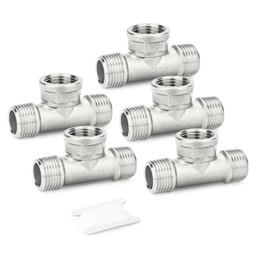 TAISHER 5PCS 304 Stainless Steel Tee Pipe Fittings 14 NPT Male x 14 NPT Female x 14 NPT Male Pipe Fittings Female Branch Tee