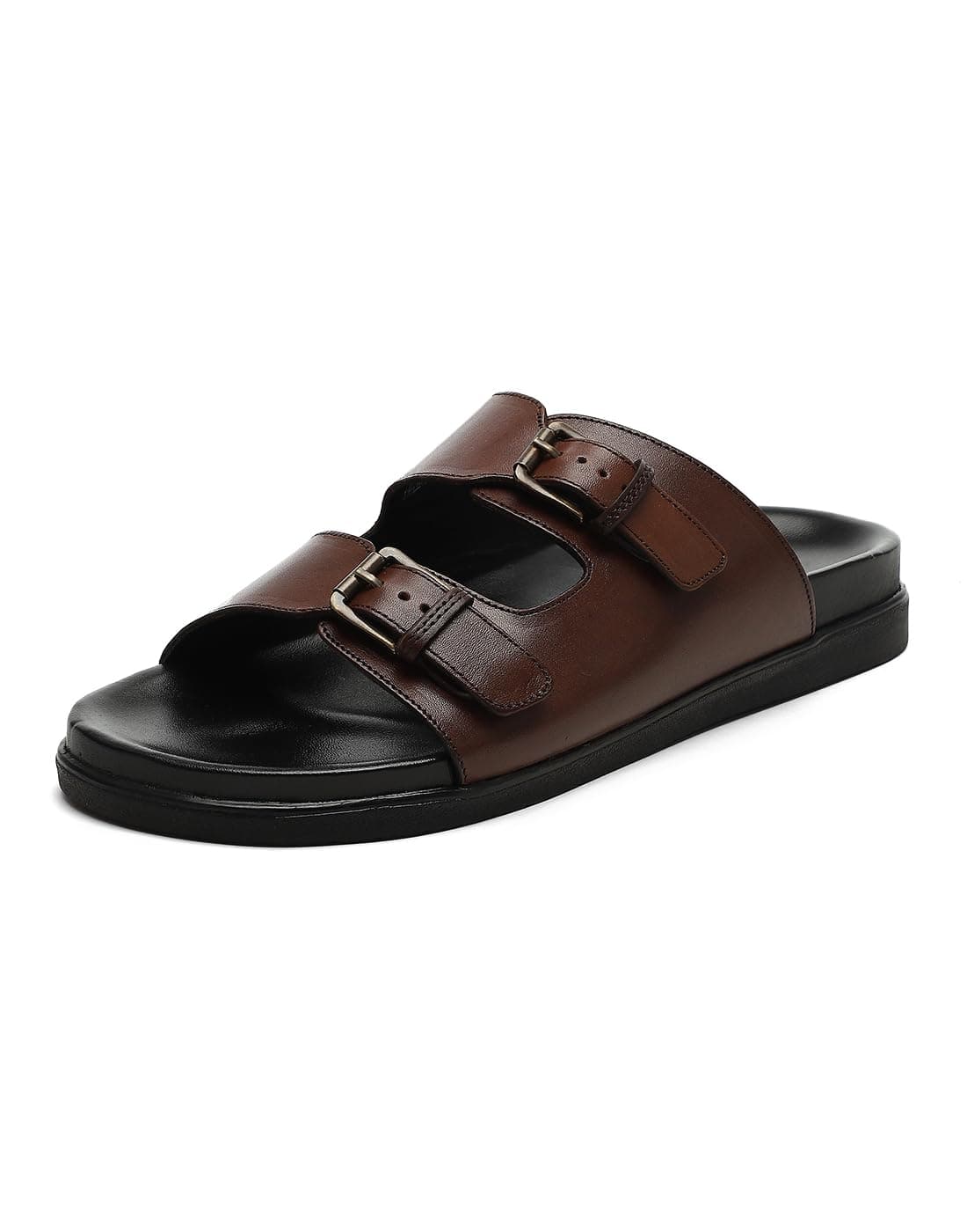 Monte Carlo Mens Brown Solid Leather Comfort Casual Slippers (201837FW-1-6)