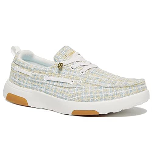 Women's Orthopedic Slip On Walking Shoes Loafers: Comfortable with Arch Support, Soft Plantar Fasciitis Standing Shoes for Foot Pain, Cushion Thick Sole Sneakers White Light Blue Size 11