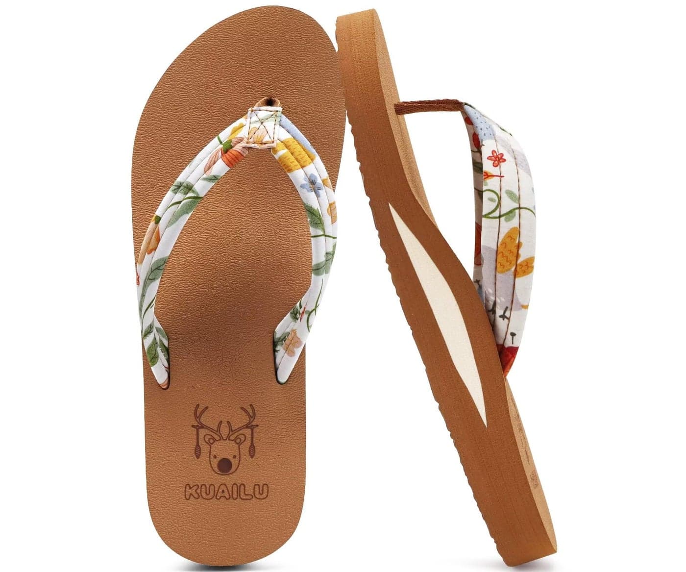 KuaiLu Womens Yoga Mat Flip Flops Comfortable Arch Support Ladies Summer Beach Pool Cushion Walking Thong Sandals Orthotic Slip on Outdoor Slides Travel Essentials Outfits Slippers Shoe Beige Size 7.5