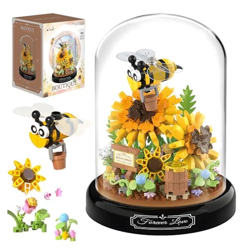 HIREEKE Sunflower Bee Bouquet Building Block Set Micro Mini Botanical Building Toy for Women 548 PCS