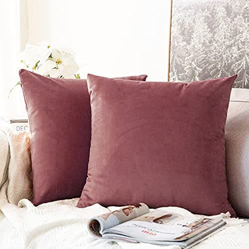Khooti Velvet Cushion Cover, 20X20 Inches | Jam | Pack of 2 | Solid Plain Soft & Smooth, Decorative Cushion Covers for Living Room, Bedroom, Couches, Chairs, Sofas, Beds & Home Decor, Purple