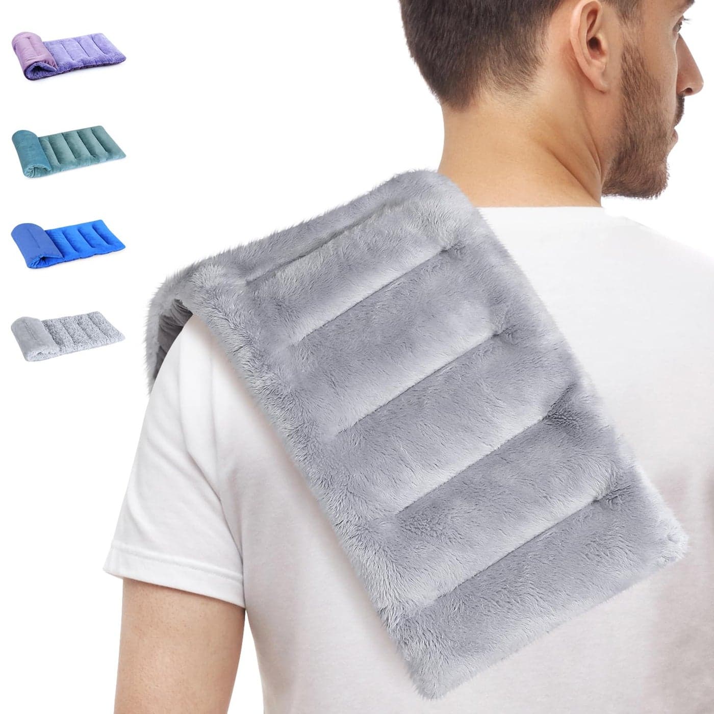 SuzziPad Microwavable Heating Pads for Neck and Shoulder Back Discomfort 7x16 Fatigue Soothing Heated Pad Microwave Moist Hot Packs Unscented Heat Pack for Aches Sore Muscle Gray