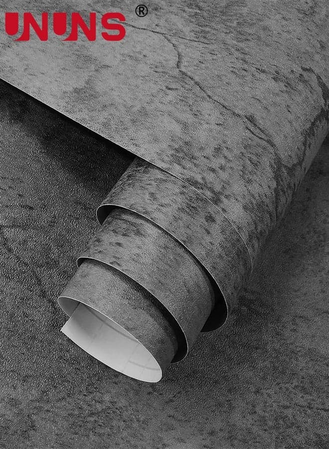 Industrial Wallpaper,5Pcs 100×60CM 3D Gray WallPapers Tiles,DIY Self-Adhesive Industrial Wallpaper Gray,Wall Stickers,Imitation Cement Texture Sticker for Livingroom,Kitchen,Countertops Walls Drawers,Darkgrey