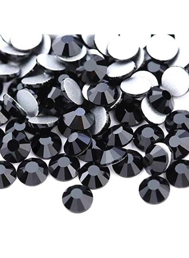 Towenm Glass Flatback Rhinestones 65mm SS30 Flat Back Crystals Rhinestone for Craft Clothes Nail Face Art Non Hotfix Round Flatback Crystals Loose Gemstone Jet Black 65mm SS30