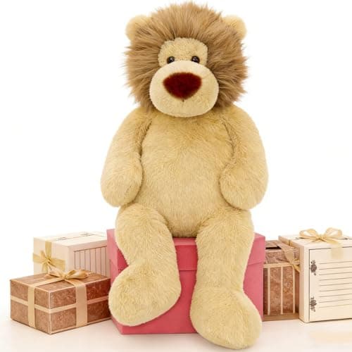 Tezituor 43ft Giant Fat Lion Stuffed Animal 512 inch Large Stuffed Lion Plushies Toy Hugging Soft Theme Body Pillow for Boys Girls Birthday Party Gift Decora