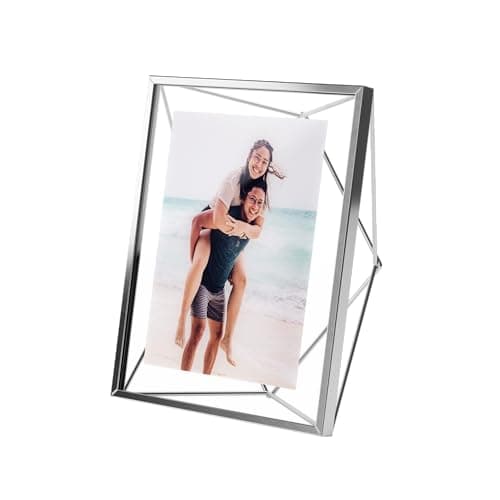 Umbra Prisma Picture Frame, 5x7 Metal Photo Display for Desk or Wall, 5" x 7", Chrome