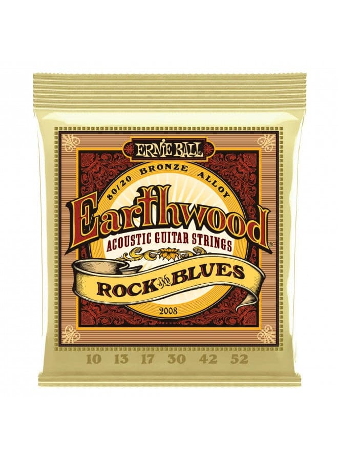 Ernie Ball Earthwood Rock & Blues 80/20 Bronze Acoustic Guitar Strings, 10-52 Gauge (P02008)