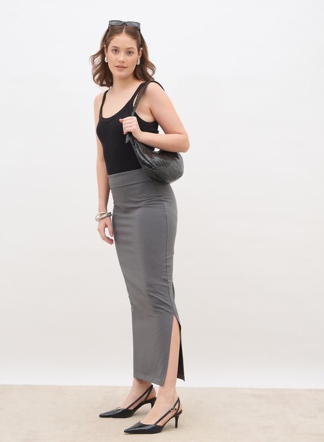 Plain Bodycon Skirt With Wide Waistband