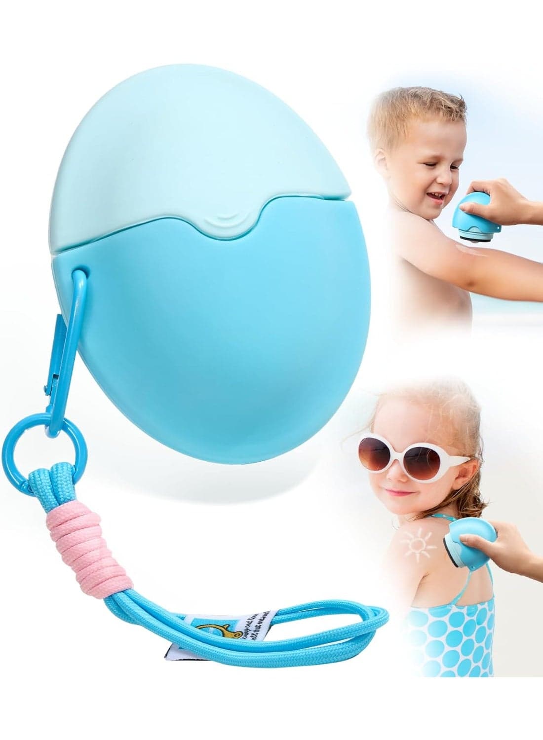 Sunscreen Applicator For Kids, Adults & Families - BPA Free & Refillable, Sunblock Buddy Brush Set with Protective Caps, Sun Lotion Applicator Sun Cream Brush (Blue)