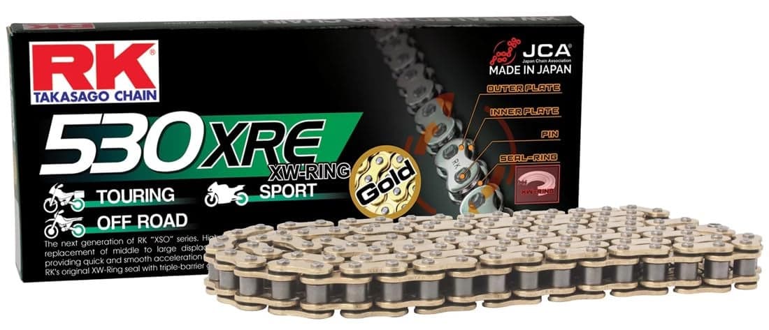 RK Racing Chain GB530XRE120 Gold 120 Link XWRing Chain with Connecting Link
