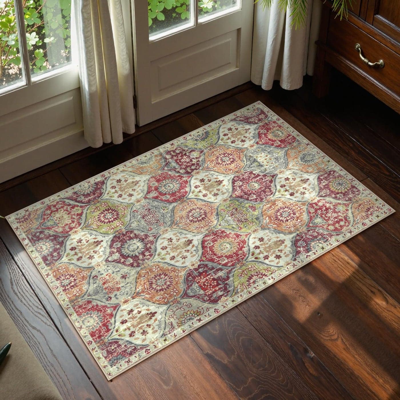 Lahome Moroccan Trellis Washable Orange Rug 2x3 Entryway Rugs for Kitchen Bathroom NonSlip Indoor Door Mat UltraThin Small Throw Carpet for Bedroom Entry OrangeTerracotta