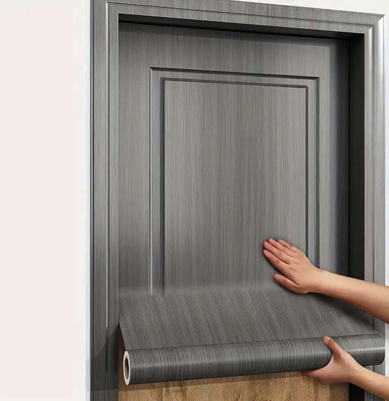 LIVECOOL Wall Paper Self-Adhesive Door Stickers for Renovating Old Doors, Waterproof,Oil Proof,PVC Vinyl DIY Decorative Wallpaper. (Charcoal Black, 30 x 121 cm)