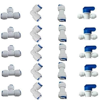 SAURAN Ro Push fit ConnectorPush to Connect Water Tube Fitting Ball ValveTeeStraight UnionEBlow Union Tube Fitting Set 20 Pcs