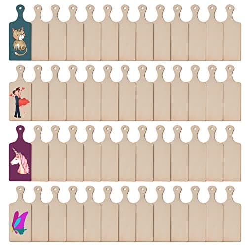 48 Pieces Mini Wooden Cutting Board With Handle Paddle Small Cheese Chopping Kitchen Board Wooden Cooking Serving Charcuterie Board For Kitchen Decor Crafts Diy 95 35 Inches Natural