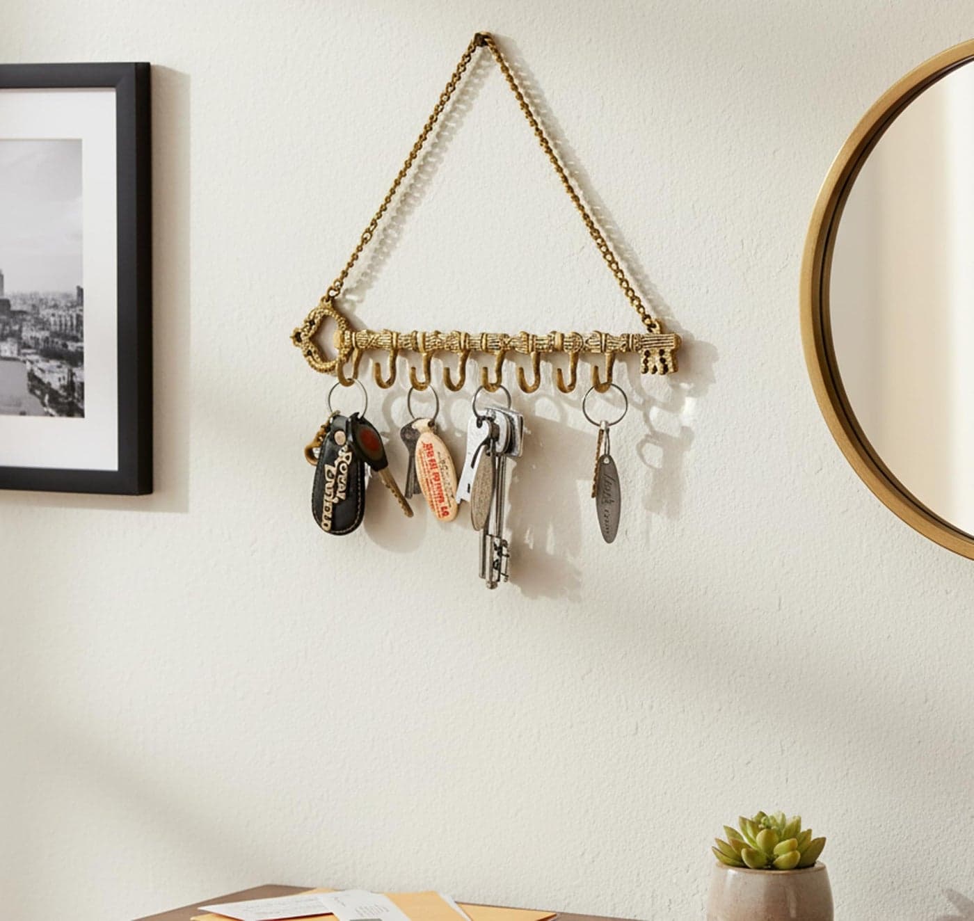 StonKraft Brass Key Holder, Wall Key Hook, 12" X 2", 500 Grams