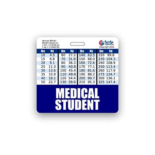 Medical Student Badge Buddy Horizontal w/Height & Weight Conversion Charts (Standard, Navy)