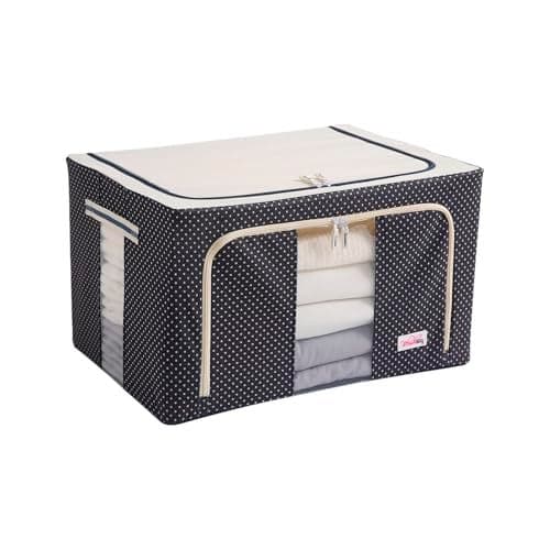 BlushBees Living Box - Large Storage Boxes for Clothes, Blanket Bag - 88 Litre, Pack of 1, Polka Dots Blue