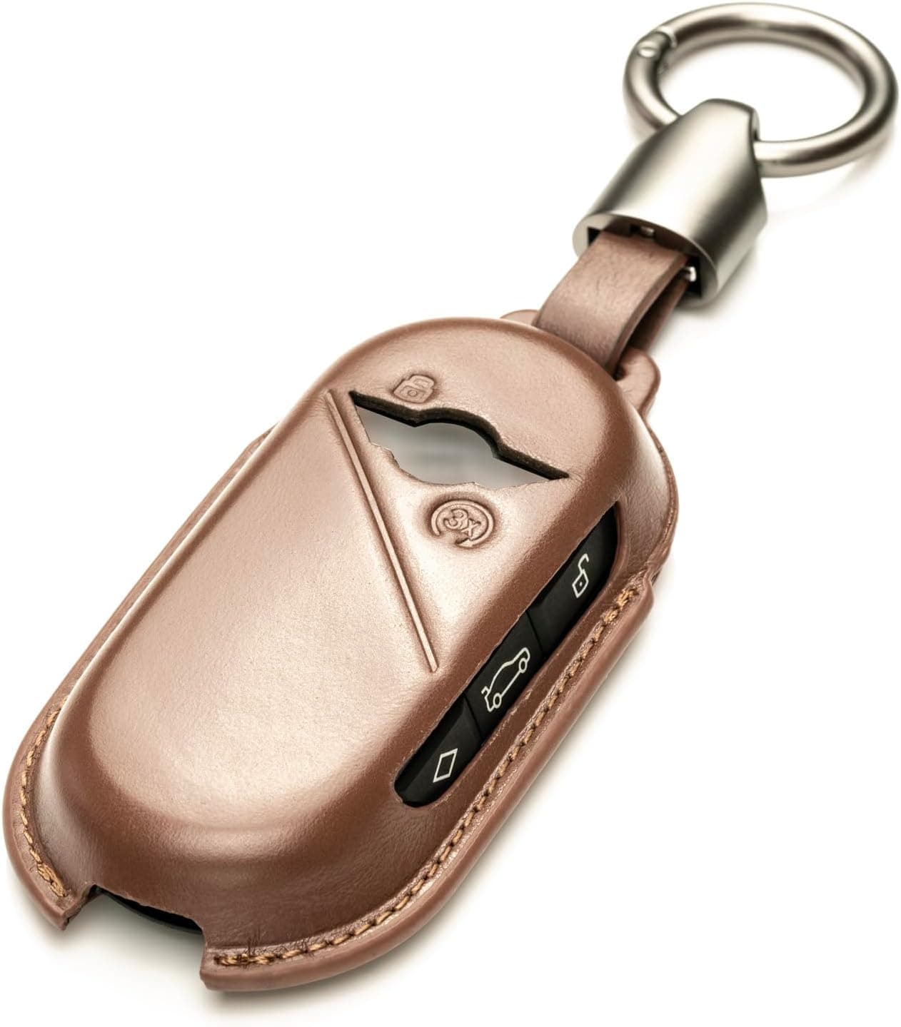 Vitodeco Superior 3D Luxury Leather Key Fob Cover for Mini Models (Mocha)