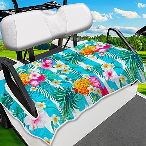 ENYORSEL Tropical Golf Cart Seat Covers, Breathable Microfiber Golf Cart Seat Towel Blanket, Fits Yamaha, EZGO, Club Car, Icon and More 2 & 4 Passenger Carts, 51"x31", Pineapple