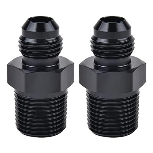 EVIL ENERGY 6AN Male Flare to 38 NPT Pipe Fitting Adapter Aluminum Straight Black 2PCS