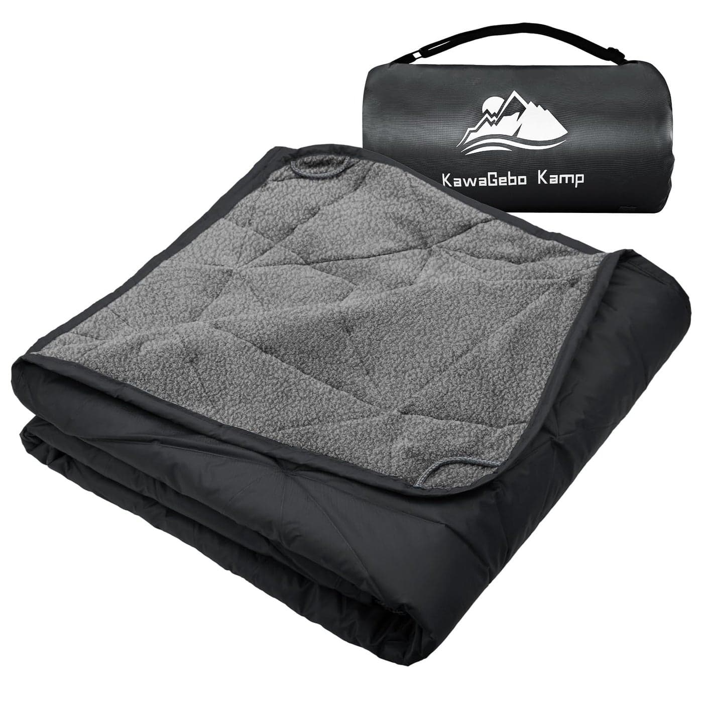 KawaGebo Kamp Outdoor Waterproof Blanket Foldable Fleece Stadium Blanket for Outdoor Sports Event Camping Car Pet Picnics Windproof Wearable Machine Washable 80 x 58 Black Gray