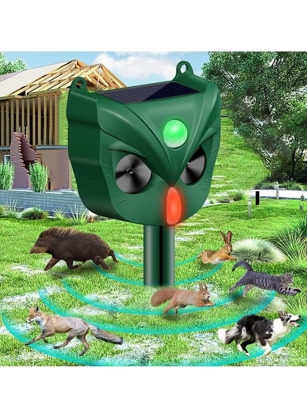 Animal Repeller, Solar Ultrasonic pest Repellent, Waterproof Motion Detection LED Flash Light, Cat Repellent Outdoor Garden, Dog, Squirrel, Raccoon, etc.