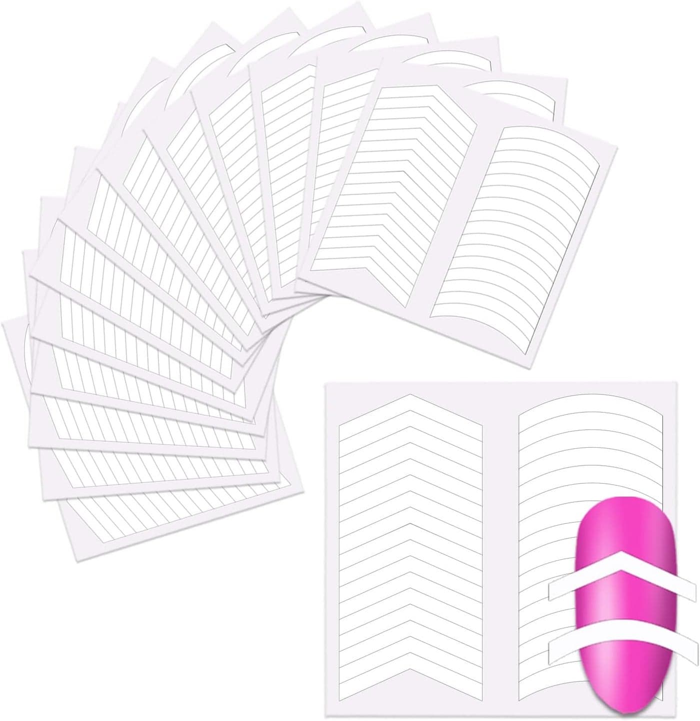 SILPECWEE 2880 Pieces 90 Sheets French Tip Nail Guides Nail Stencils Self-Adhesive Nail Art Stickers French Manicure Strips Nail Design Tool Nail Art Stencils Nail Art Accessories