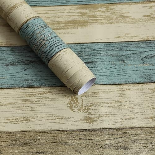 HOMEMATES Self-Adhesive Wallpaper Waterproof Old Furniture Vinyl Stickers Wooden Door Wardrobe Desktop PVC Wall Papers 45 X 304 CM- (Wooden Plank-2)