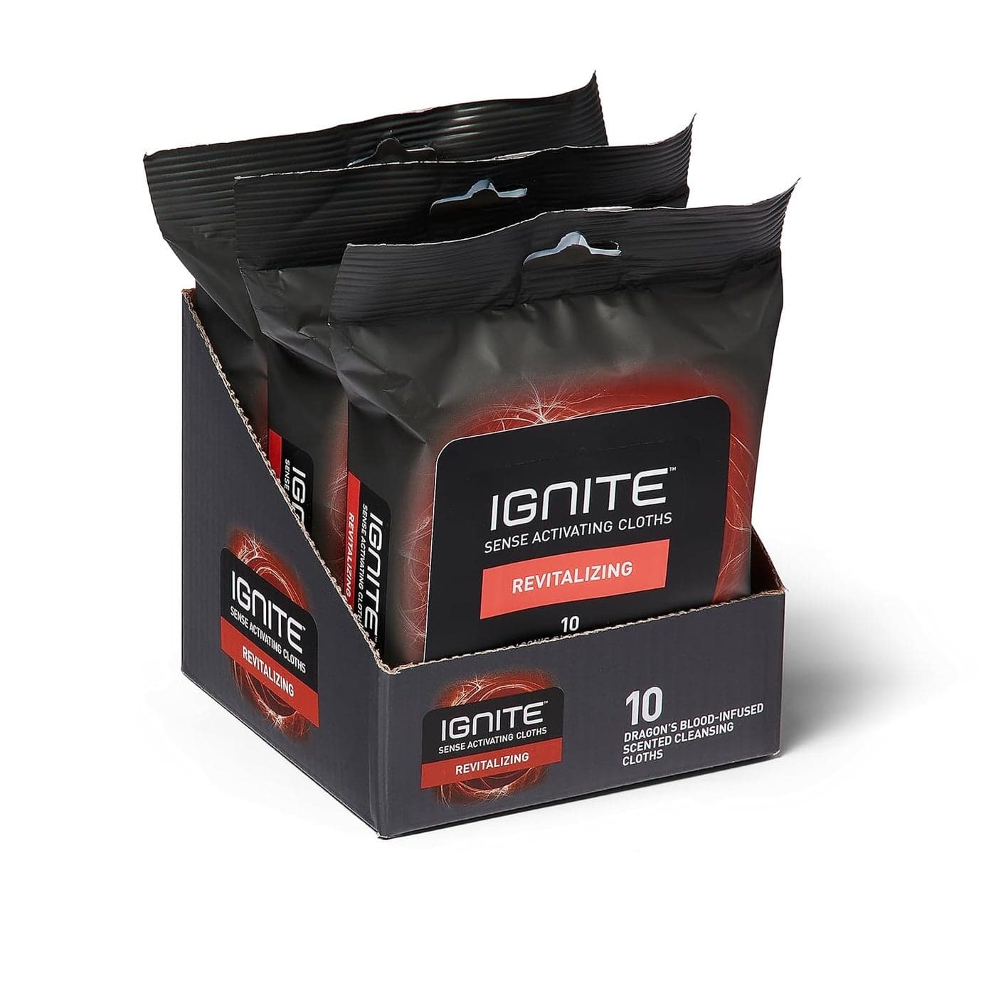 Medline Ignite Mens Body Wet Wipes Extra Thick 8 x 8 Shower Wipes Revitalizing Scent 10 Count Pack of 3