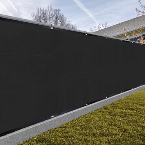 SUNNY GUARD Privacy Screen Fence 5' x 50' Black Heavy Duty Dustproof Denoise Fencing Mesh Fabric Shade Net Cover for Outdoor Wall Garden Yard Pool Deck(We Make Custom Size)
