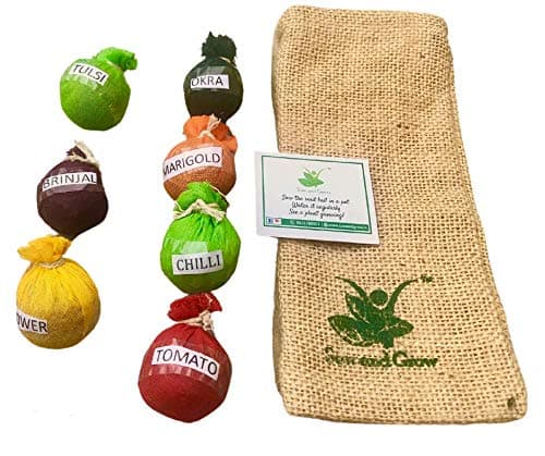 Sow and Grow Plantable Seed Balls Assorted – Pack of 7 in Eco-Friendly Jute Potli | Grow Flowers or Vegetables | Gardening Gift | Kids DIY Activity